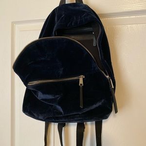 Dark Blue Velvet Backpack